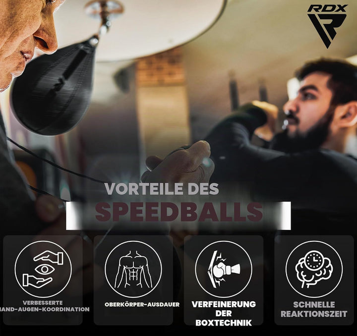 RDX Boxbirne Maya Hide Leder Set, Speedball Hängend Mit Halterung, Punchingball Boxing Speed Bag, Ge