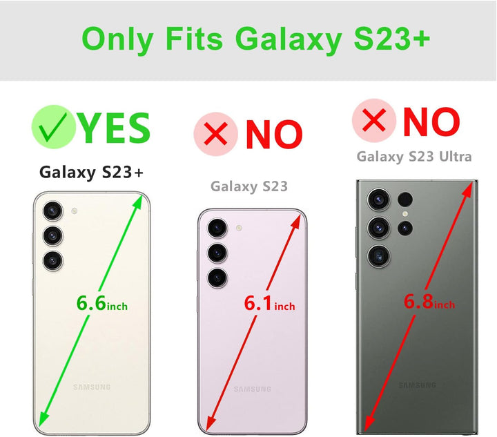 LENSUN Echtleder Hülle für Samsung Galaxy S23 Plus, Handyhülle [Echtes Leder] [Magnetverschluss] [RF