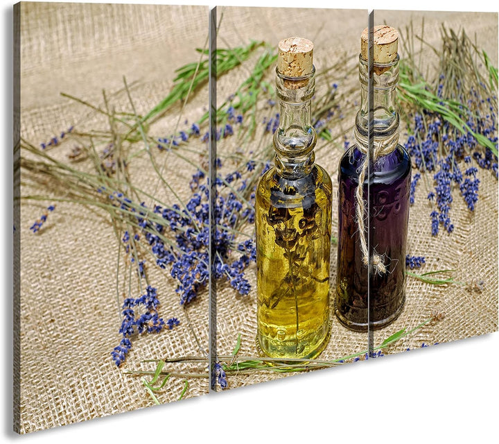 deyoli edles Öl mit Lavendel Format: 120x80 cm (3Teilig) als Leinwandbild, Motiv fertig gerahmt auf