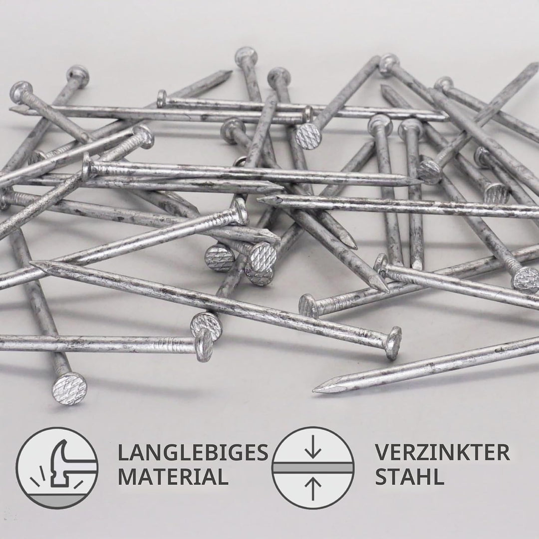 SKIR'CO (80 Stück) Verzinkte Konstruktionsnägel 4,0 x 100 mm, gemeinsame Drahtnägel, flacher runder