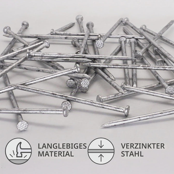 SKIR'CO (80 Stück) Verzinkte Konstruktionsnägel 4,0 x 100 mm, gemeinsame Drahtnägel, flacher runder