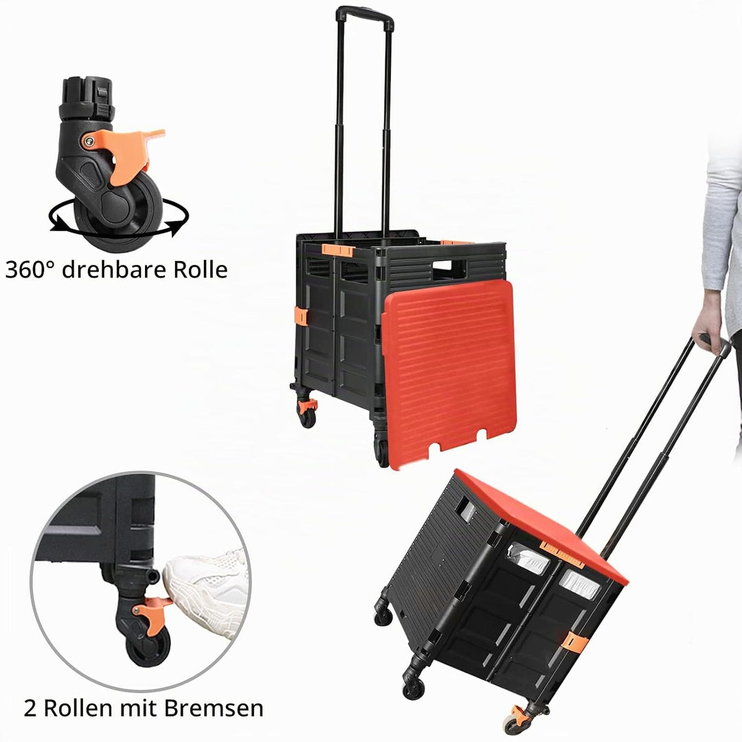 Wagen Faltbar mit Rädern, 1,93Cu ft/100Lbs Edelstahl mit Hoher Kapazität Robuster und Langlebiger Ei