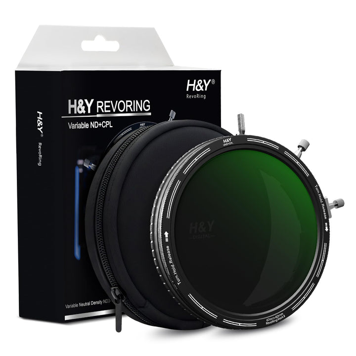 H&Y RevoRing Mark II 67-82 mm Verstellbarer Multi-Fit VND + CPL Filter, 3-in-1 Variabler ND3-1000 &