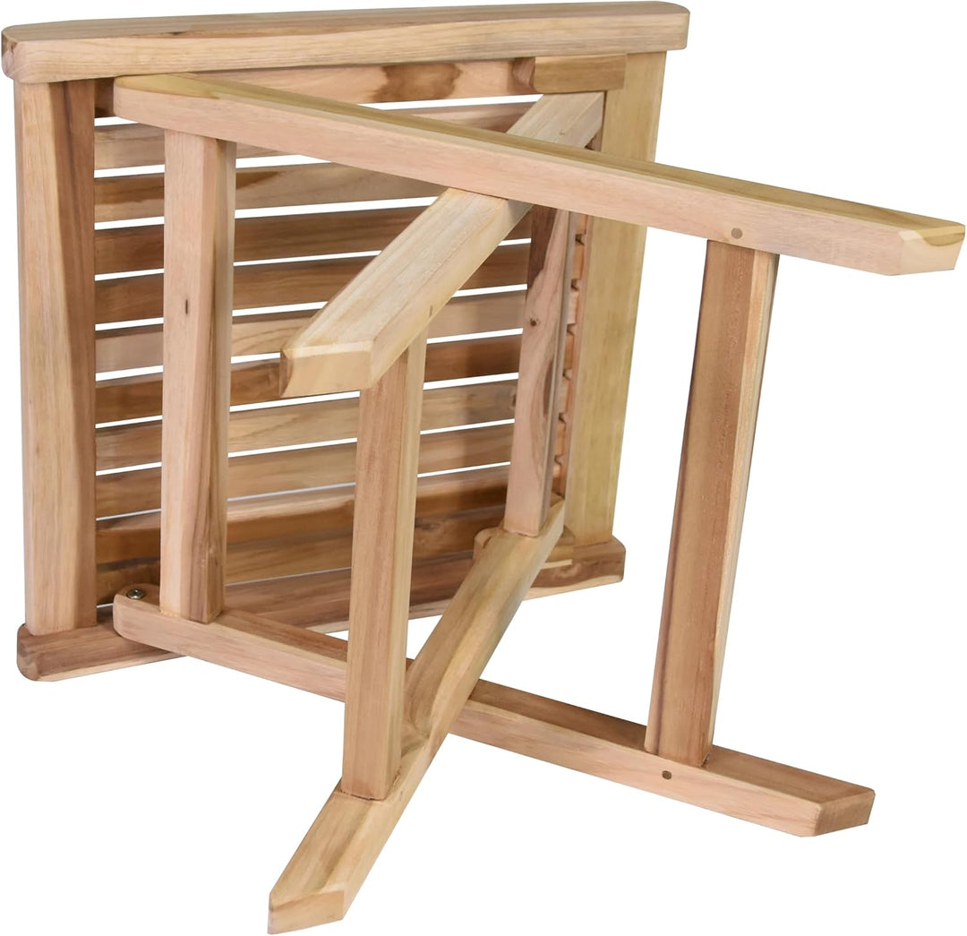 Divero Klapp-Hocker MASIRA aus Teak Holz unbehandelt - Farbe: Natur-Braun