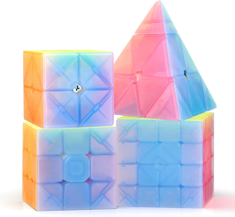 ROXENDA Zauberwürfel Set - 2X2 3X3 4X4 Pyramide Speed Würfel Set mit Würfel Tutorial für Kinder und