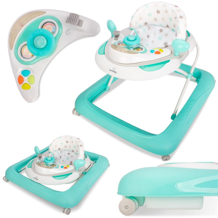 Kinderfahrzeug Lernrad Lauflernhilfe Spielcenter Gehfrei Gehhilfe Baby Walker Babyschaukel (Hellblau