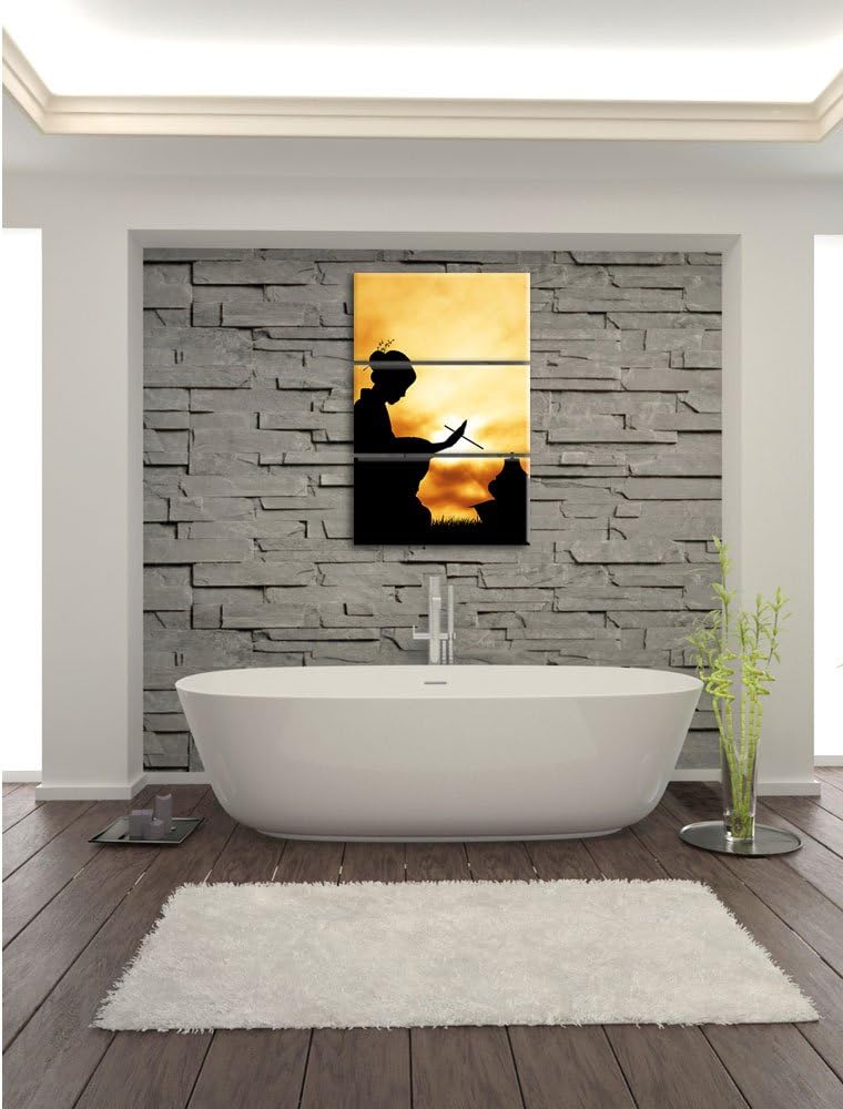 Pixxprint Dark Geisha Teezerenomie als Leinwandbild/Grösse: 3 Teilig (120x80) cm/Wandbild/Kunstdruck