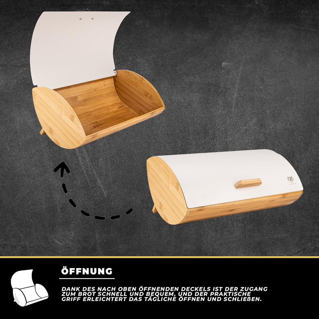 Brotkasten mit Deckel - Weiss Brotbox Klein aus Holz - Bread Box - Brotaufbewahrung - Brotkästen - B