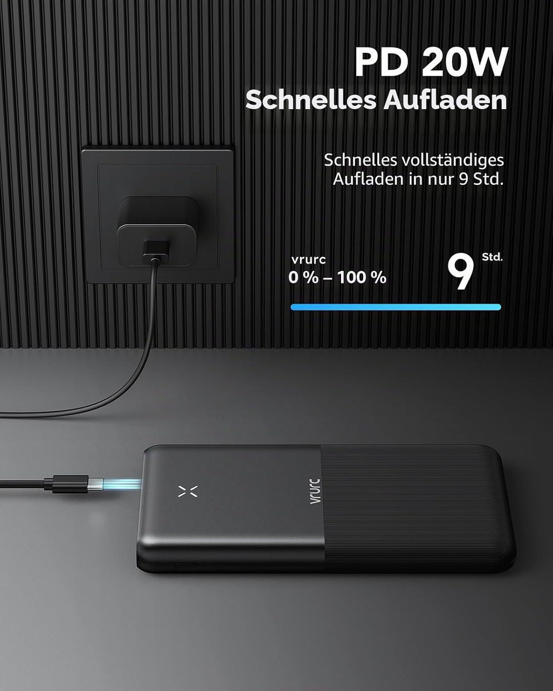 Powerbank 30000 mAh, VRURC 22,5 W Schnellladung tragbares Ladegerät, USB C kompakt Powerbank, PD3.0