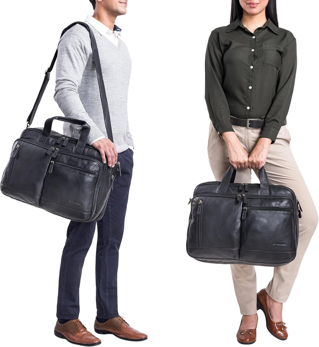 STILORD 'Arnold' Geräumige Laptoptasche Leder 17.3 Zoll bis 19 Zoll Vintage Aktentasche Lehrertasche