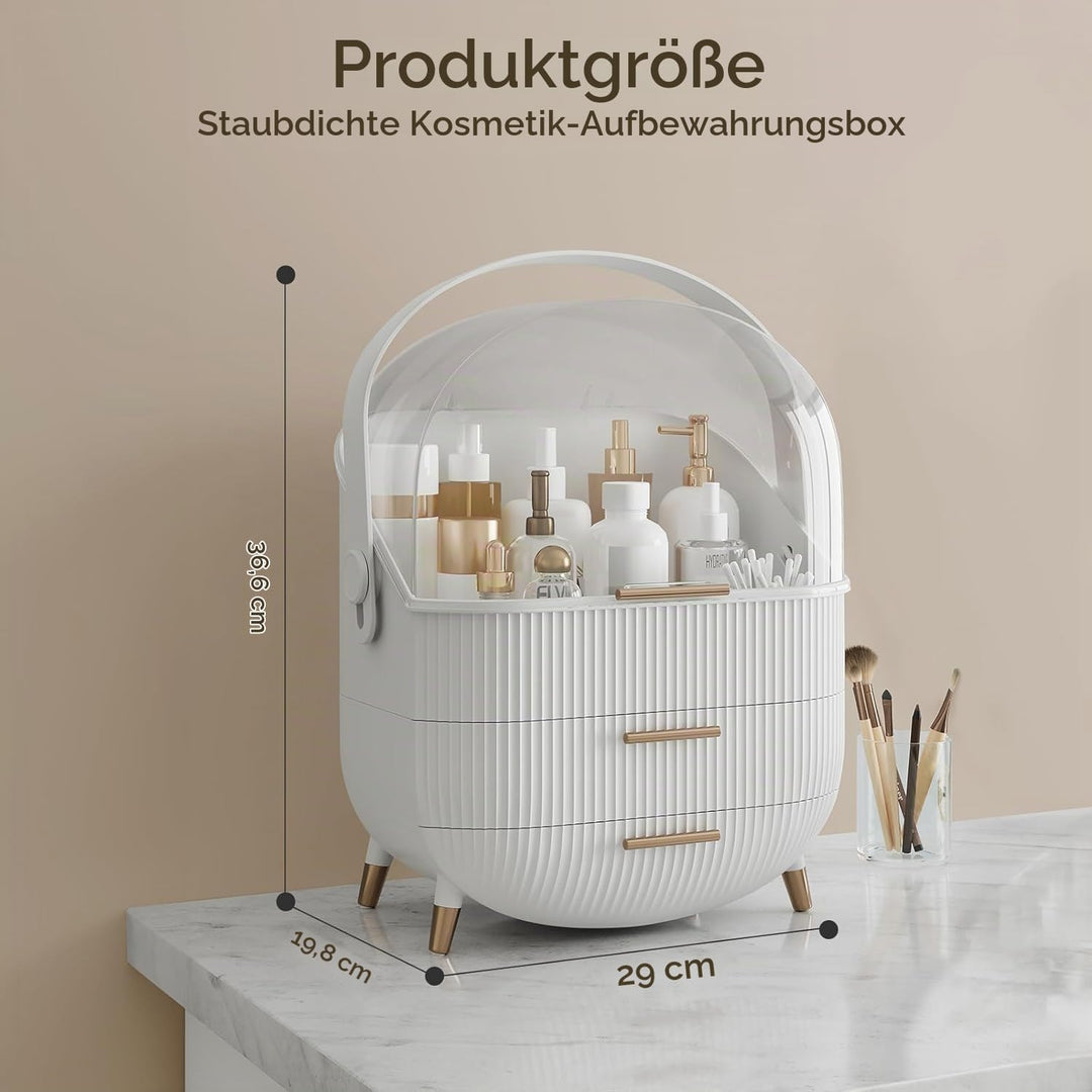 Make up Organizer Aufbewahrungsbox, Kosmetik Vitrine mit Transparentem Deckel, Staubdichte Kosmetik