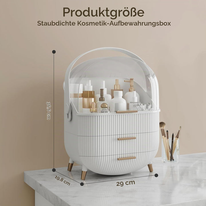 Make up Organizer Aufbewahrungsbox, Kosmetik Vitrine mit Transparentem Deckel, Staubdichte Kosmetik