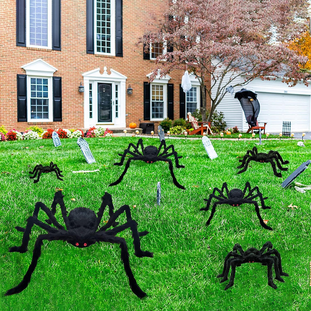 CH HAICHENG 6 Stück Halloween-Spinnen-Dekorationen, riesige haarige Spinnen, Halloween-Dekorationen,