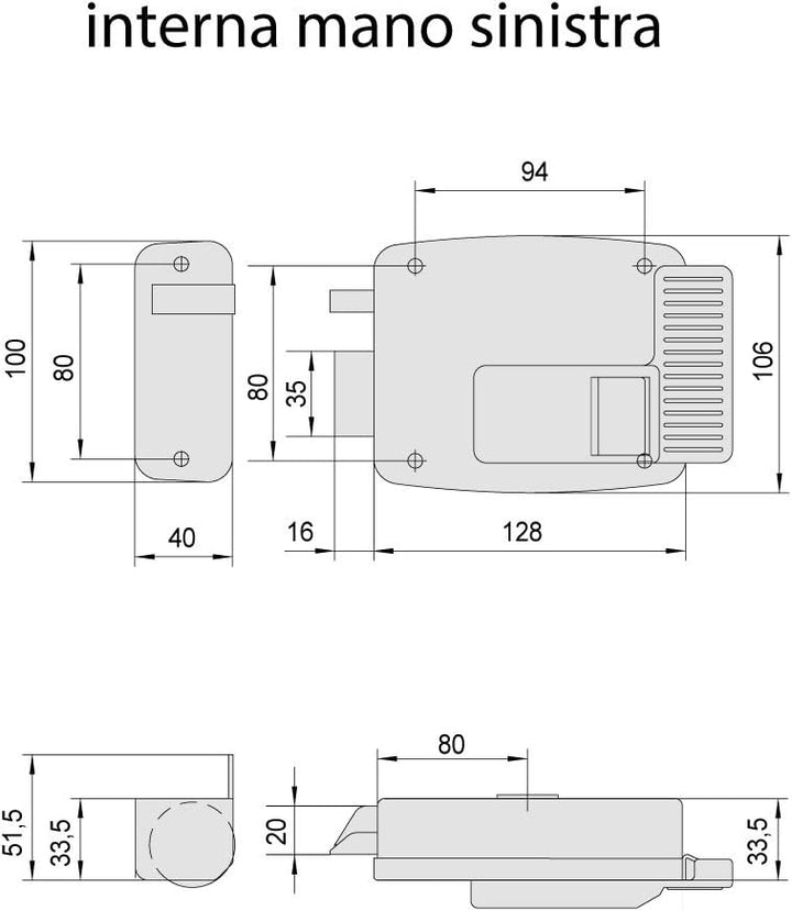 CISA 111610802 48253 11610-80-2 ETRIISCHES Schloss ANBRINGEN Zylinder Links, 12 V, Grau lackiert, En