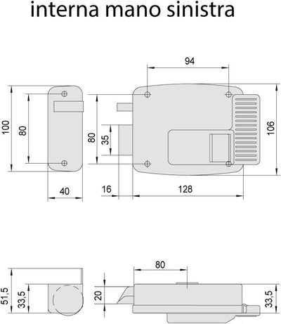 CISA 111610802 48253 11610-80-2 ETRIISCHES Schloss ANBRINGEN Zylinder Links, 12 V, Grau lackiert, En