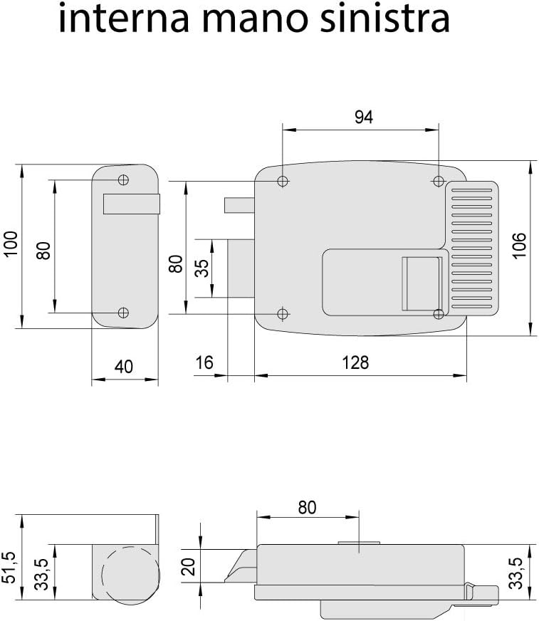 CISA 111610802 48253 11610-80-2 ETRIISCHES Schloss ANBRINGEN Zylinder Links, 12 V, Grau lackiert, En