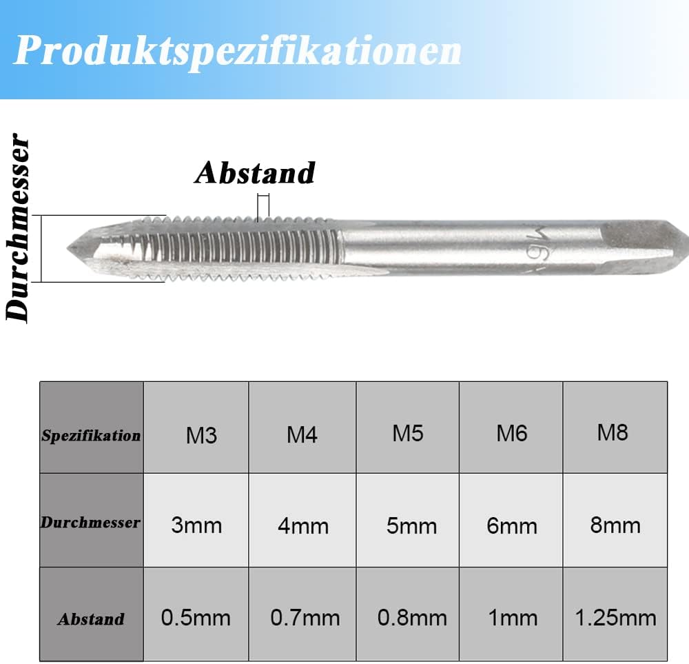 Mesee 5 Stück Hand Gewindeschneider Set, T Griff Windeisen Ratsche, Gewindebohrer Set, Ratschengewin