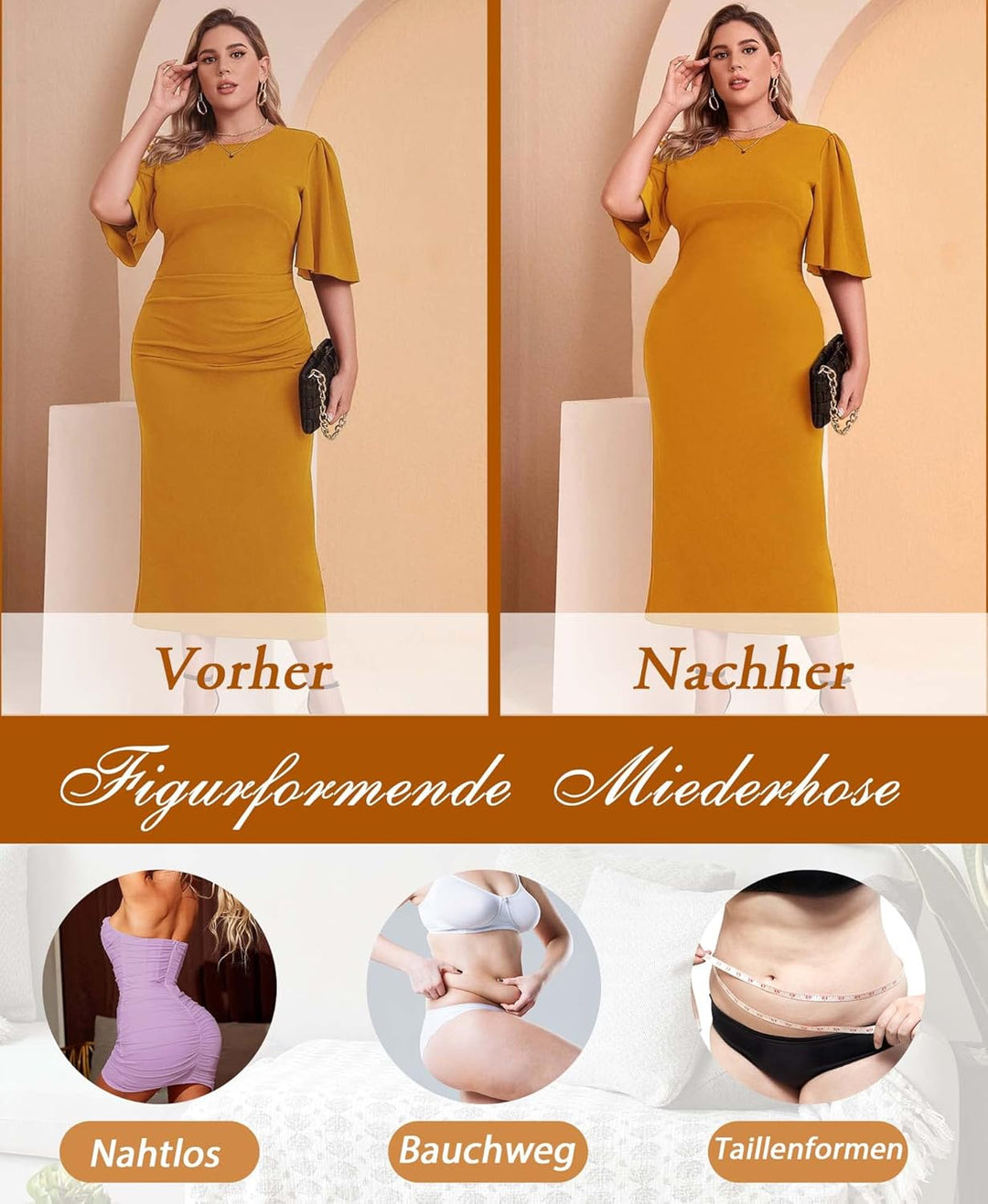Bauchweg Unterhose Damen Shapewear Nahtlose Miederhhose Hohe Taille Kurze Miederpants Body Shaper Le