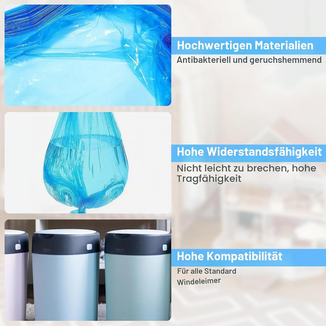 10 Stück Windeleimer Nachfüllkassetten, Nachfüllfolie Kompatibel mit Tommee Tippee, Angelcare, Achte