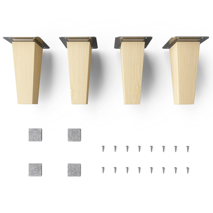 Sossai Möbelfüsse aus Naturholz Buche unbehandelt, Clif Square HMF3, 12 cm hoch, eckig, gerade Ausfü