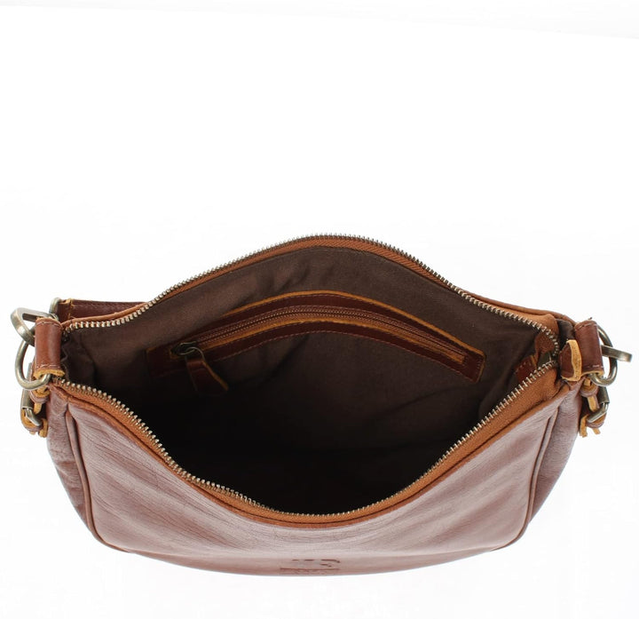 LECONI Schultertasche Henkeltasche Damentasche Umhängetasche natur weiche Ledertasche Handtasche Dam