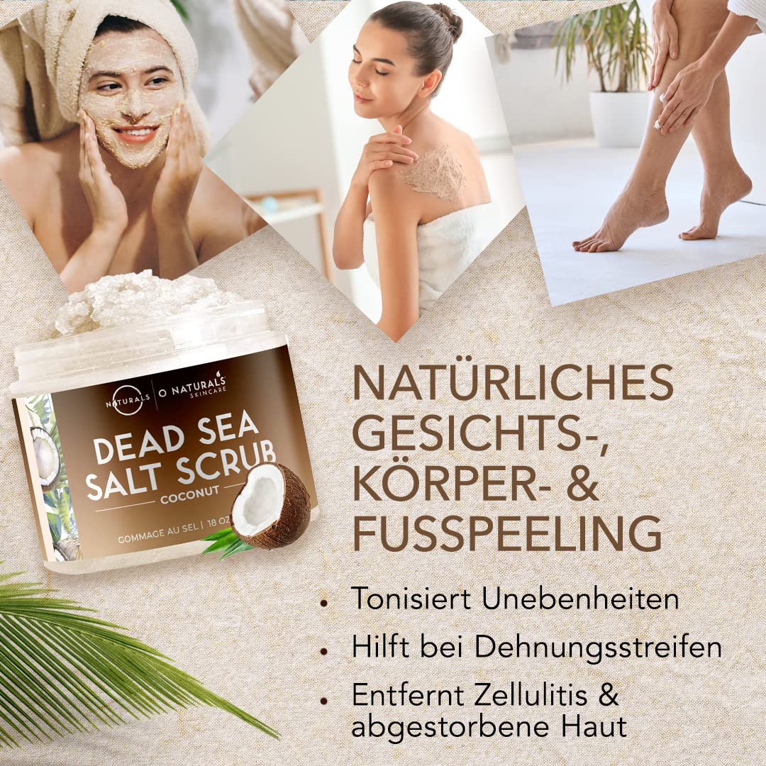 Körperpeeling Salt Body Scrub Peeling Gesicht Peeling Körper Coconut mit Vanilla Feuchtigkeitsspende