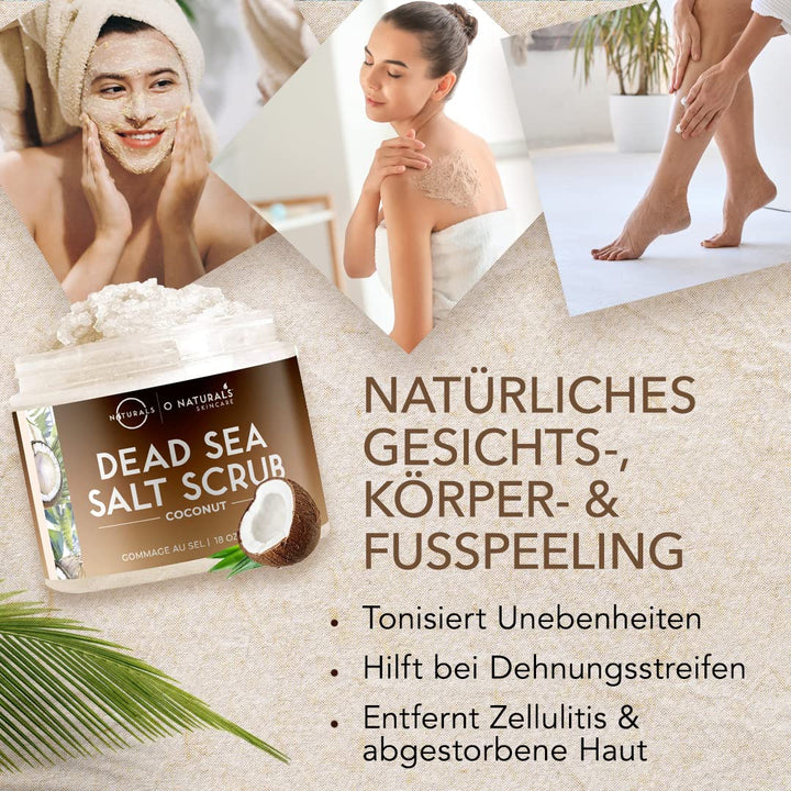 Körperpeeling Salt Body Scrub Peeling Gesicht Peeling Körper Coconut mit Vanilla Feuchtigkeitsspende