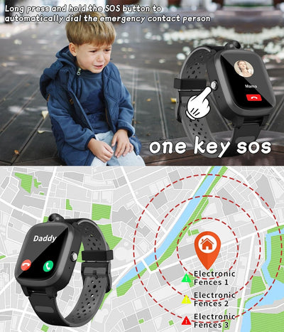 Fitonme 4G Smartwatch Kinder mit GPS Tracker Uhr Telefon WLAN Wasserdichter Echtzeit-Position Videoa