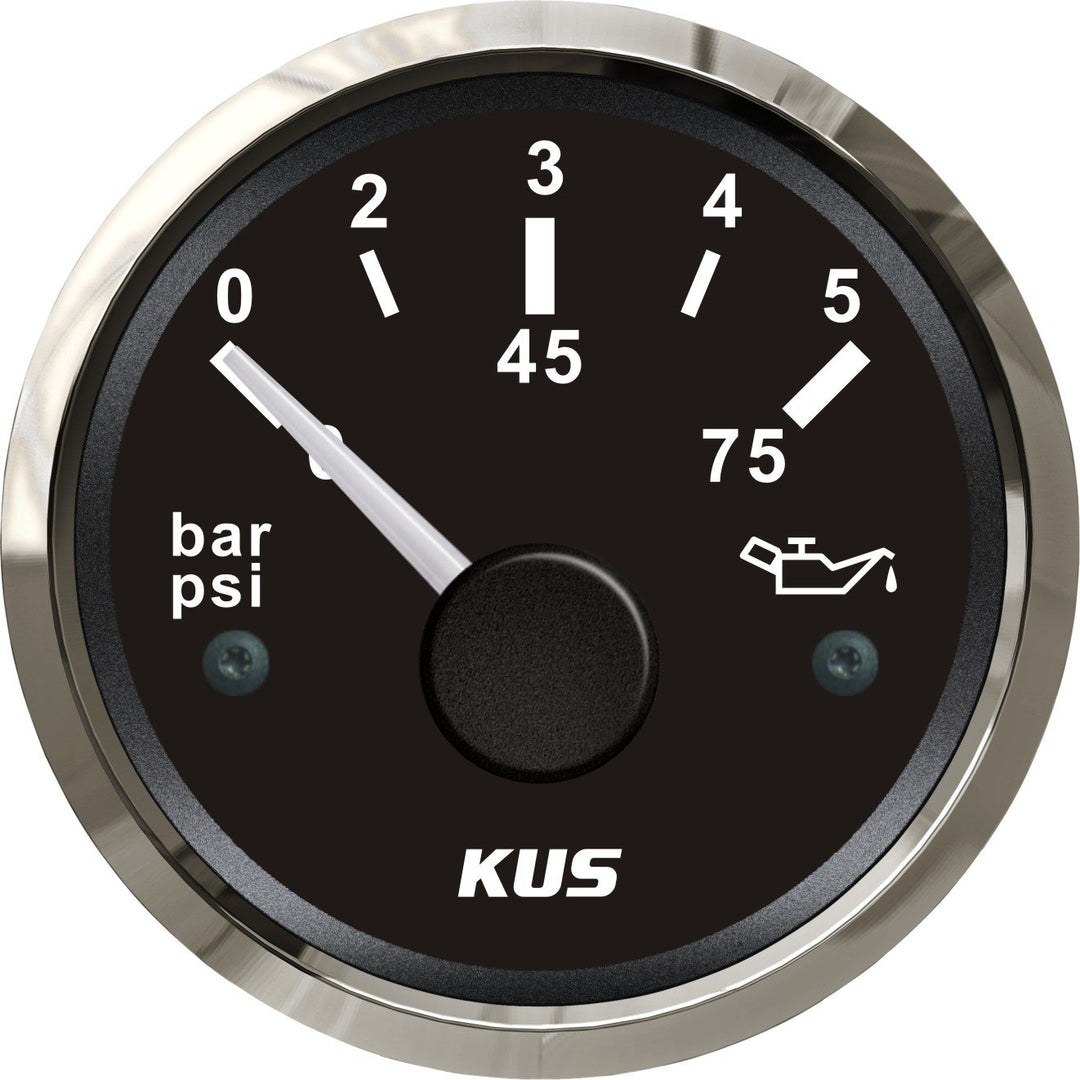 KUS Öltreibstoff Manometer Meter 0-5Bar 0-75PSI Mit Hintergrundbeleuchtung 12V/ 24V 52MM (2") (Schwa
