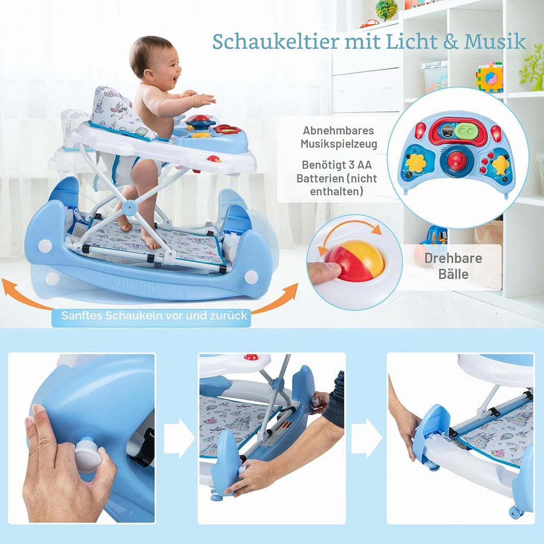 LIFEZEAL 6 in 1 Lauflernhilfe, Babywalker Spiel- und Lauflernwagen zusammenklappbar mit abnehmbarem