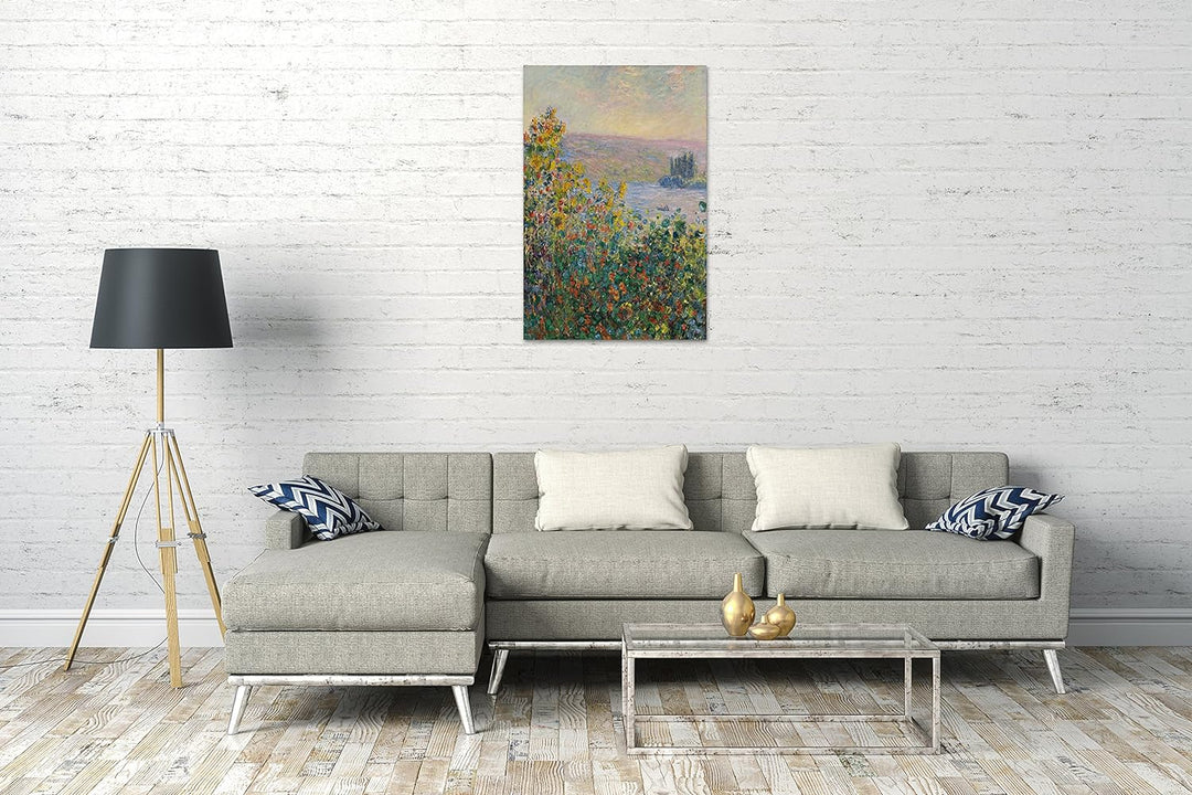 Printed Paintings Leinwand (70x100cm): Claude Monet - Blumenbeete in Vetheuil 70x100 cm, 70x100 cm