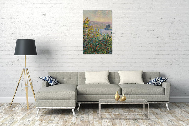 Printed Paintings Leinwand (70x100cm): Claude Monet - Blumenbeete in Vetheuil 70x100 cm, 70x100 cm