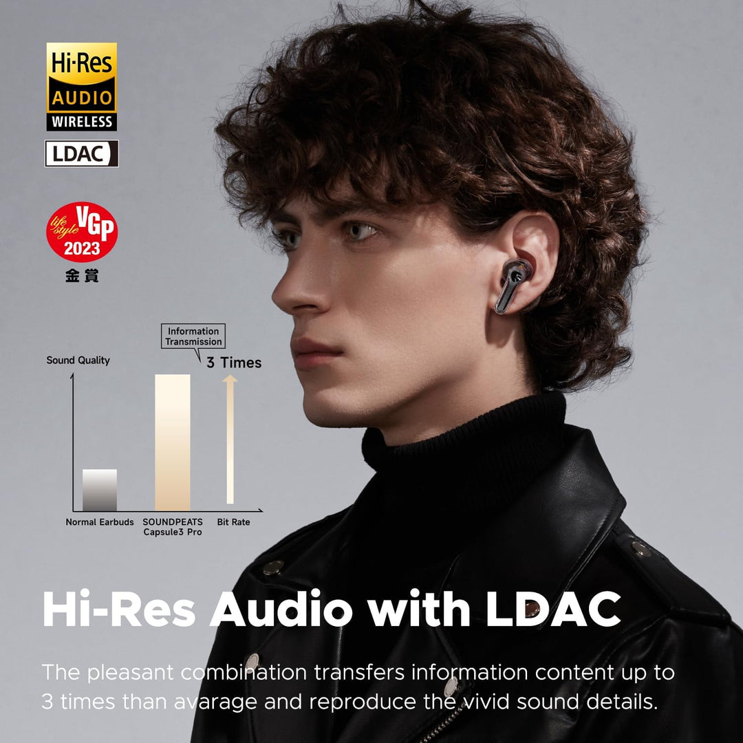 SoundPEATS Bluetooth Kopfhörer Capsule3 Pro, Hi-Res Audio-Kopfhörer mit LDAC, Hybrid Active Noise Ca