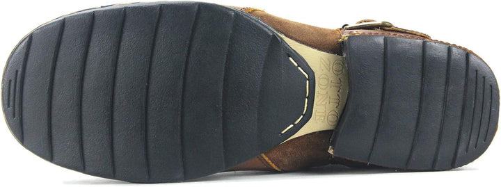COWSDELLA Herren Stiefel aus Leder Rindsleder mit Gummisohle Biker Motorrad Boots mit Reissverschlus