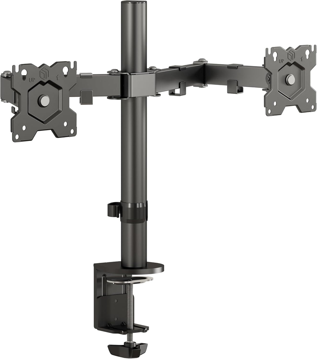 ONKRON Zweiarm Monitor Halterung für 13-32 Zoll Flach&Curved Bildschirm, Tischhalterung Höhenverstel