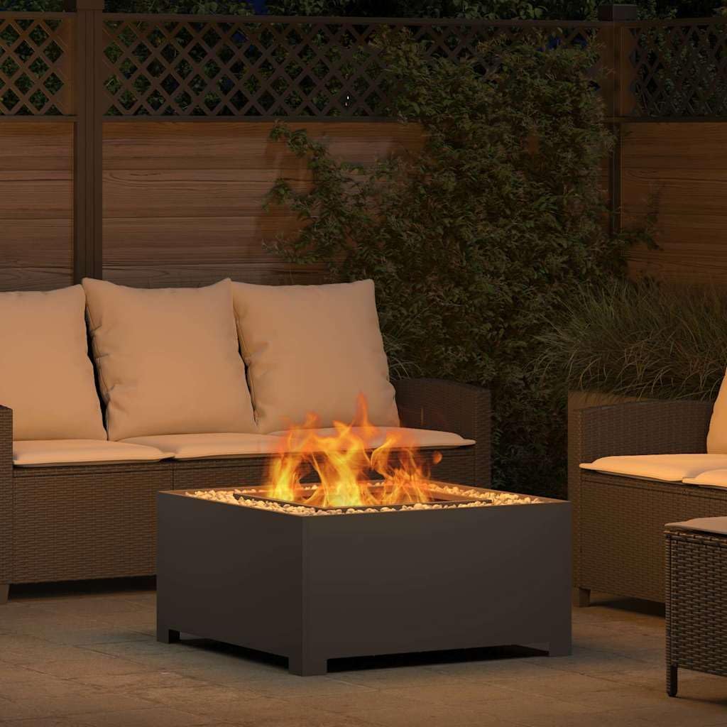vidaXL Feuerstelle Schwarz 80 x 80 x 40 cm Stahl, Garten und Terrasse, quadratischer Feuergrill, Aus