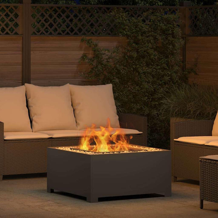 vidaXL Feuerstelle Schwarz 80 x 80 x 40 cm Stahl, Garten und Terrasse, quadratischer Feuergrill, Aus