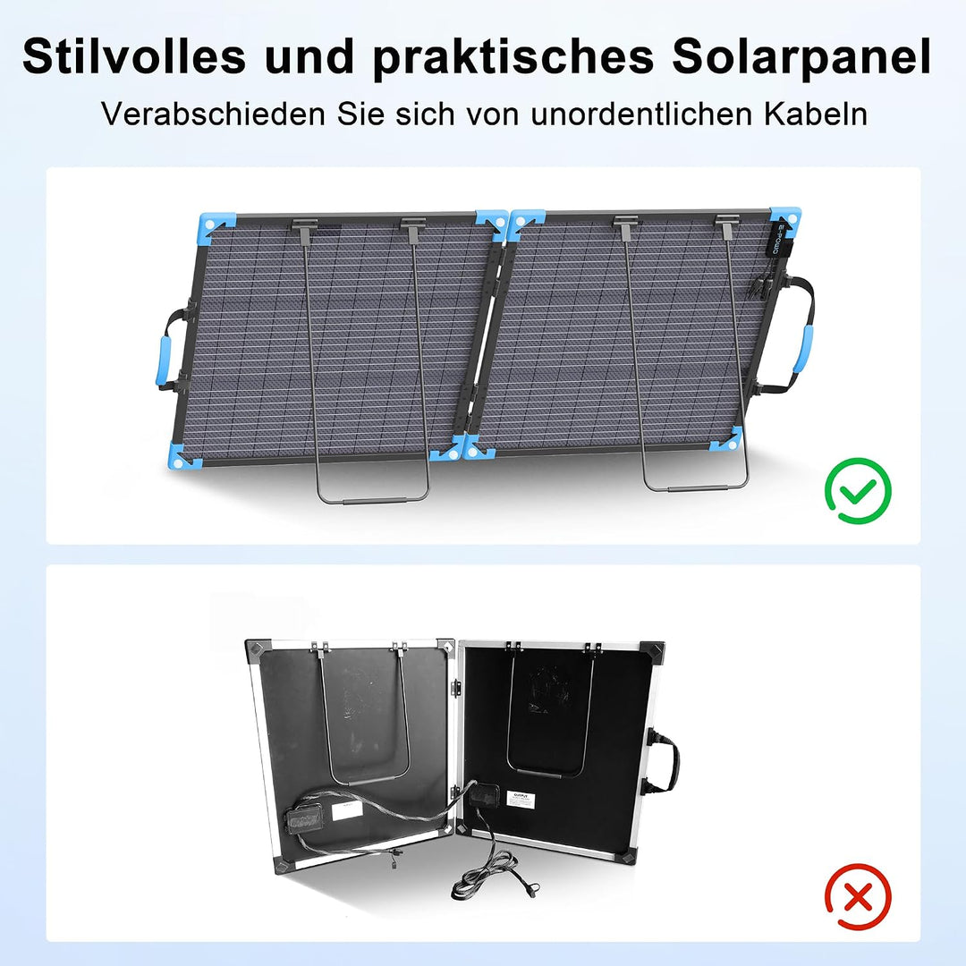 110W Bifacial Solarpanel Faltbar, 23,5% Wirkungsgrad, IP68 Wasserdicht, 20V Monokristallines Tragbar