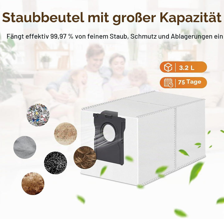 17 Stück Zubehör für Dreame Aqua10 Ultra, 1 Hauptbürste 1 Rollen-Wischtuch, 2 HEPA-Filter, 4 Seitenb