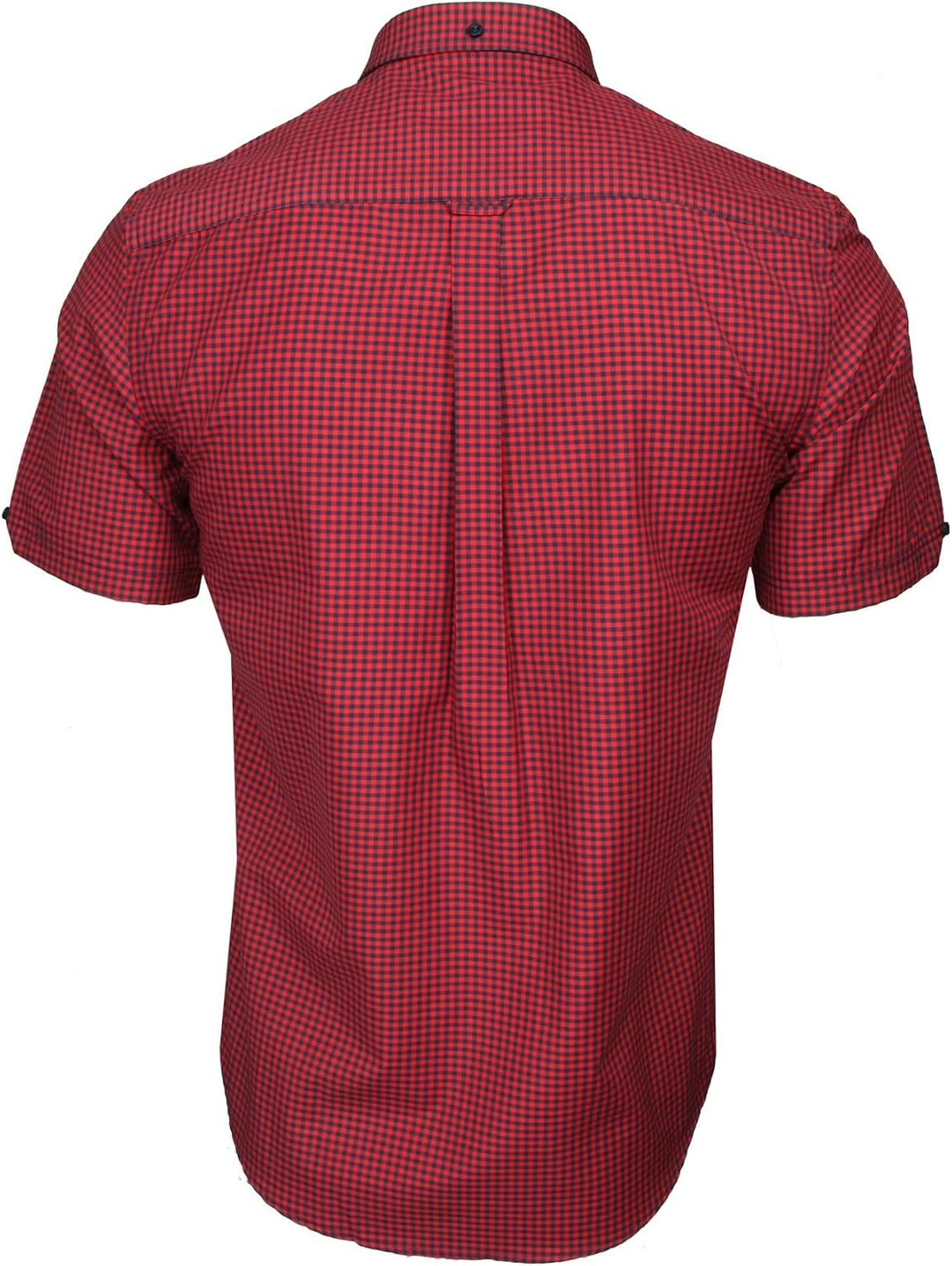 Xact Herren Kurzarmhemd mit Gingham-Karo, Button-Down-Kragen, Normale Passform S Chilli Red/ Navy, S