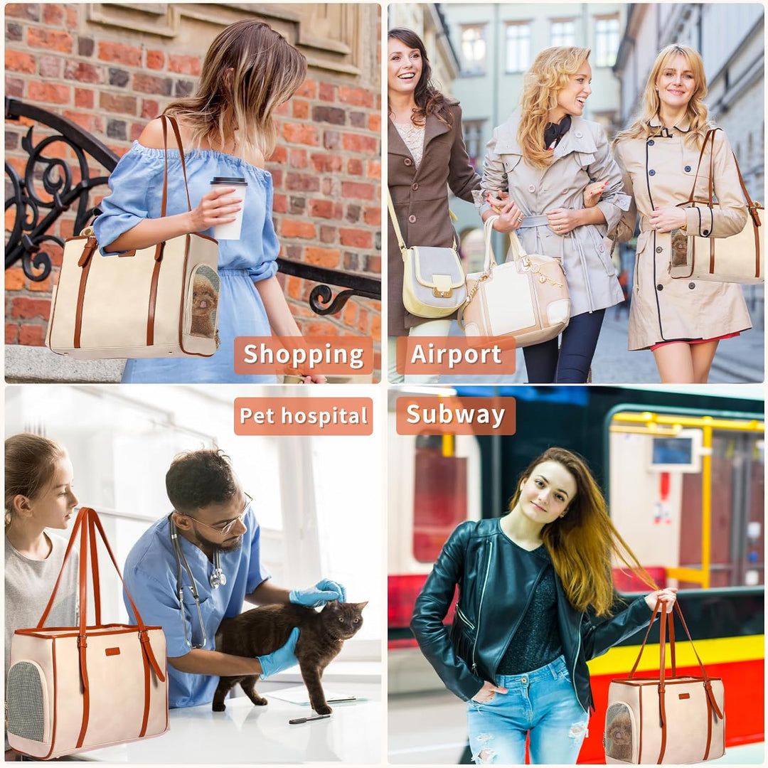 Lasaviin Modische Hunde-Geldbörse, Haustier-Tragetasche, Ledertasche für kleine Hunde, Katzen, Welpe