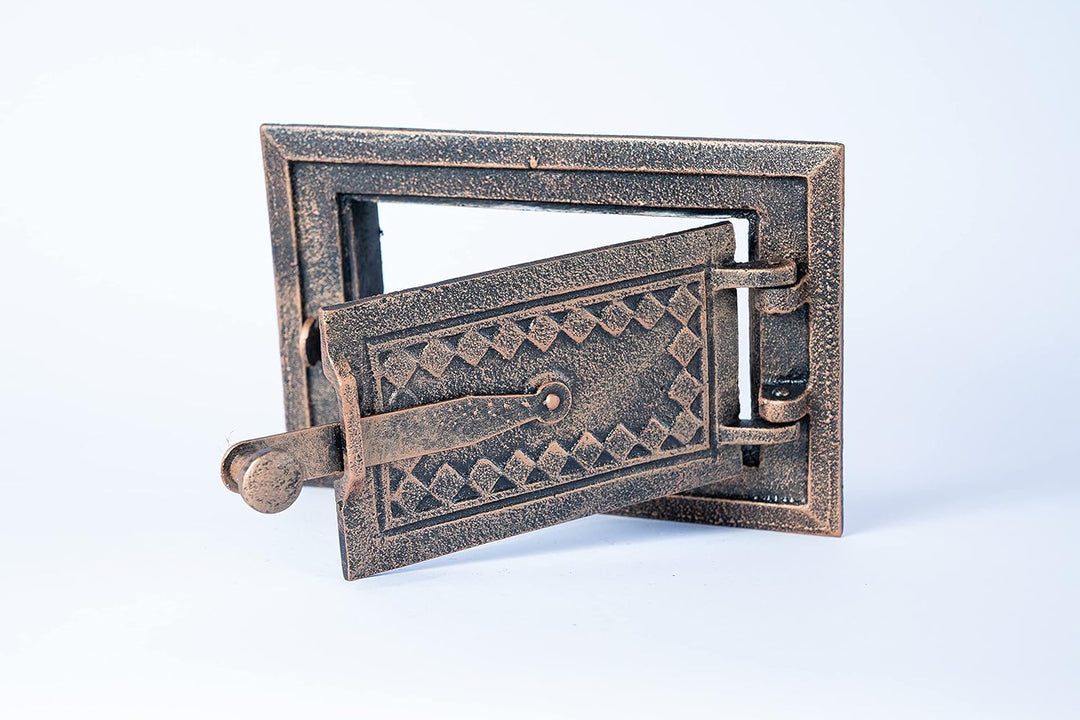 Euro Sezam - Kupfer Ofentür aus Gusseisen - Massive dicke Ofentür - Pizzaofentür - DZ067 - Einzeltür