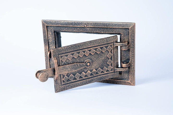 Euro Sezam - Kupfer Ofentür aus Gusseisen - Massive dicke Ofentür - Pizzaofentür - DZ067 - Einzeltür