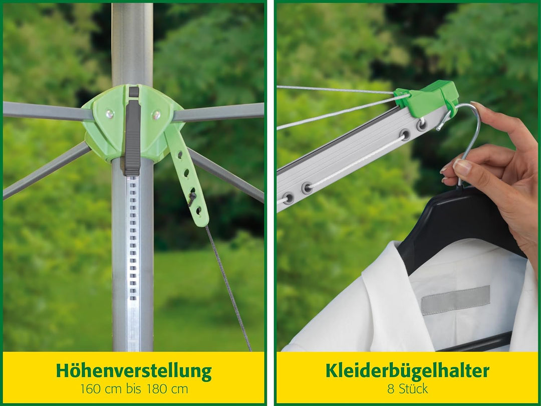 Juwel Wäschespinne Novaplus 600 Lift (für 5-6 Wäscheladungen, Wäscheschirm mit Schutzhülle und Eindr