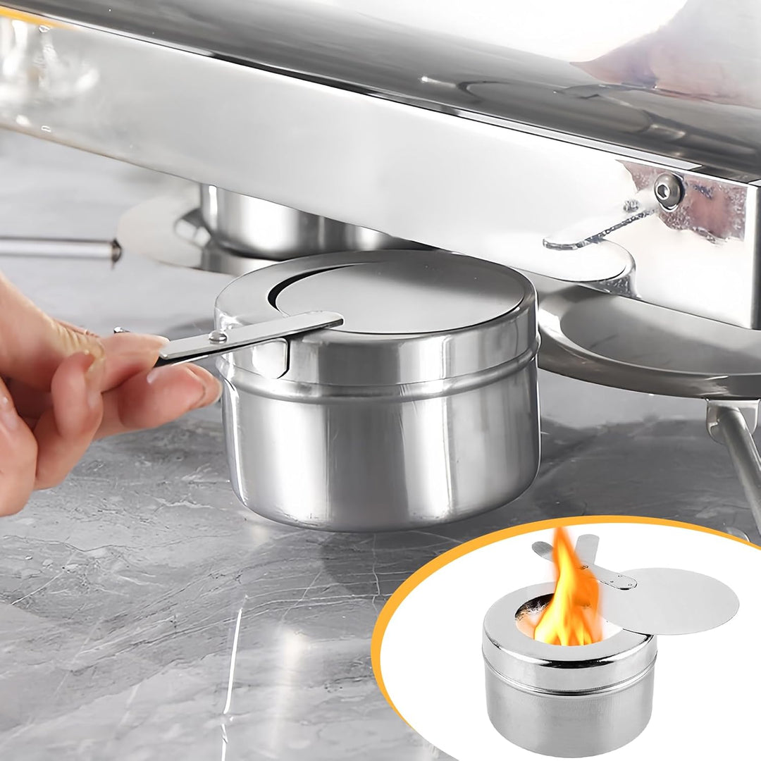 6 Stück Brennpastenbehälter, Fondue Brenner Edelstahl Speisewärmer Mit Abdeckung Kraftstoffhalter Wa