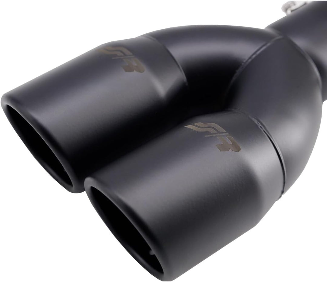 Simoni Racing TRX/18N Runder Doppelauslauf aus schwarzem Edelstahl, Schräg, Universell