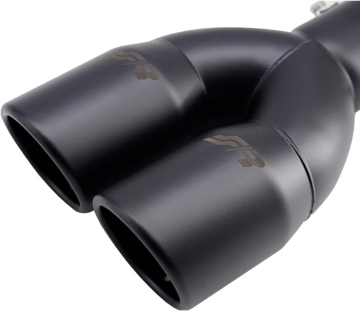 Simoni Racing TRX/18N Runder Doppelauslauf aus schwarzem Edelstahl, Schräg, Universell