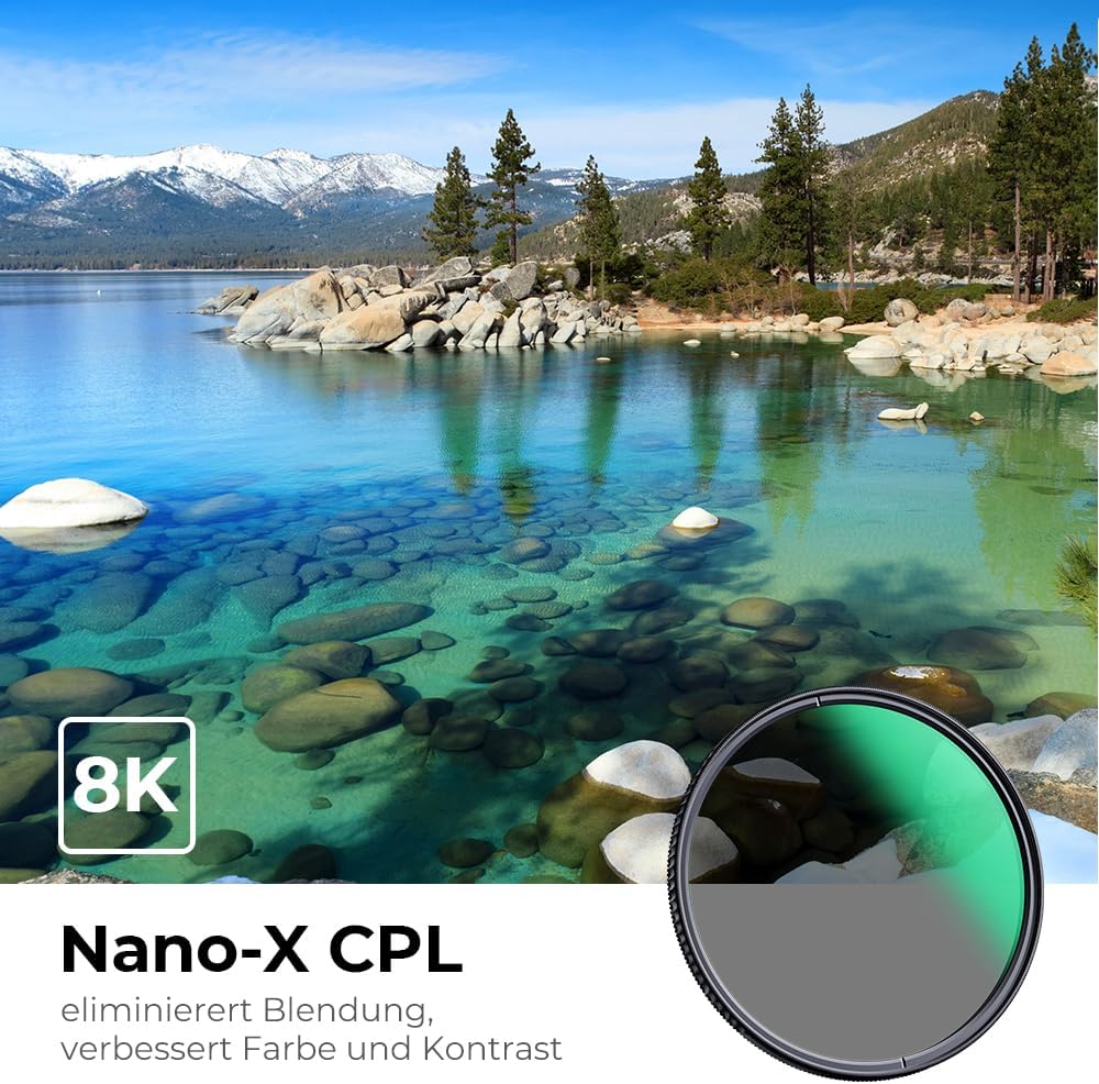 K&F Concept Nano X-Serie Polfilter 72mm CPL Filter Polarisationsfilter MRC mit 28x vergütet