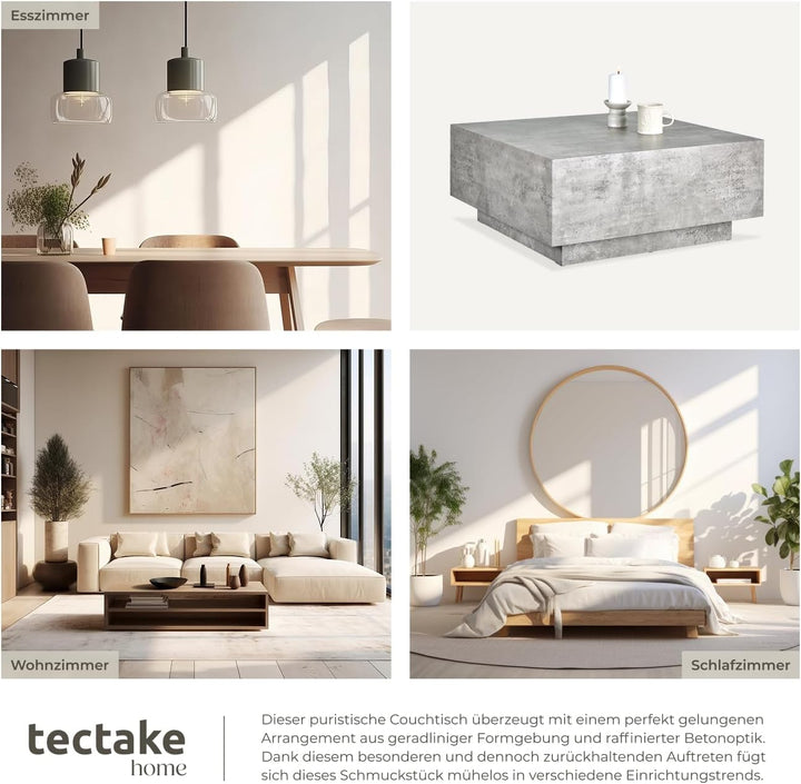 tectake® Couch Tisch, Room Decor in Beton Optik, Tisch Wohnzimmer, moderner Couchtisch, Beistelltisc