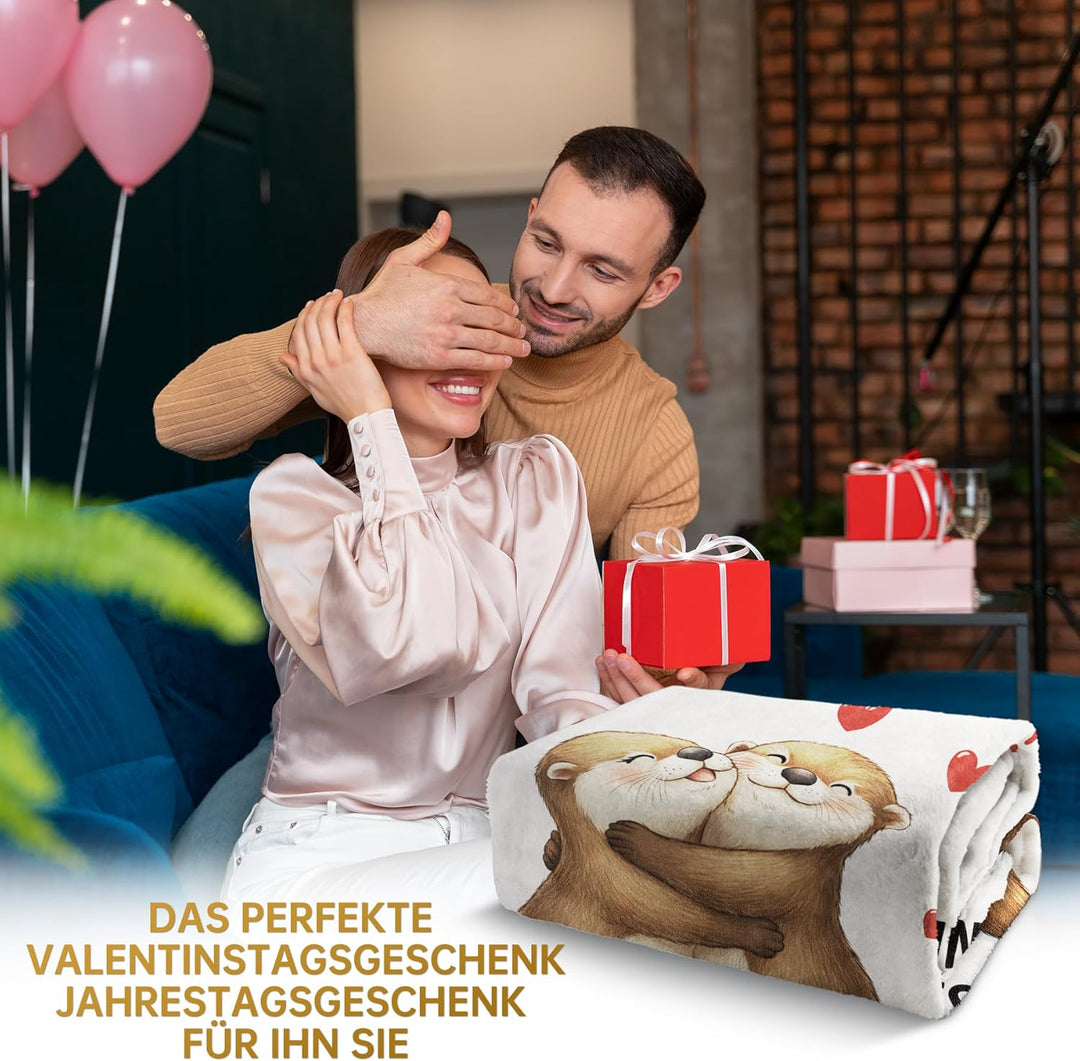 Jahrestag Geschenk für Ihn Sie, Ich Liebe Dich Geschenke für Frauen Männer, Süsse Otter Kuscheldecke